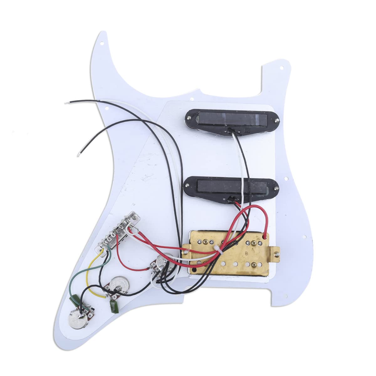 Musiclily 11-Hole HSS Prewired Strat Loaded Pickguard Scratch Plate with Single Coil Humbucker Pickups Set for Squier Strat Styl